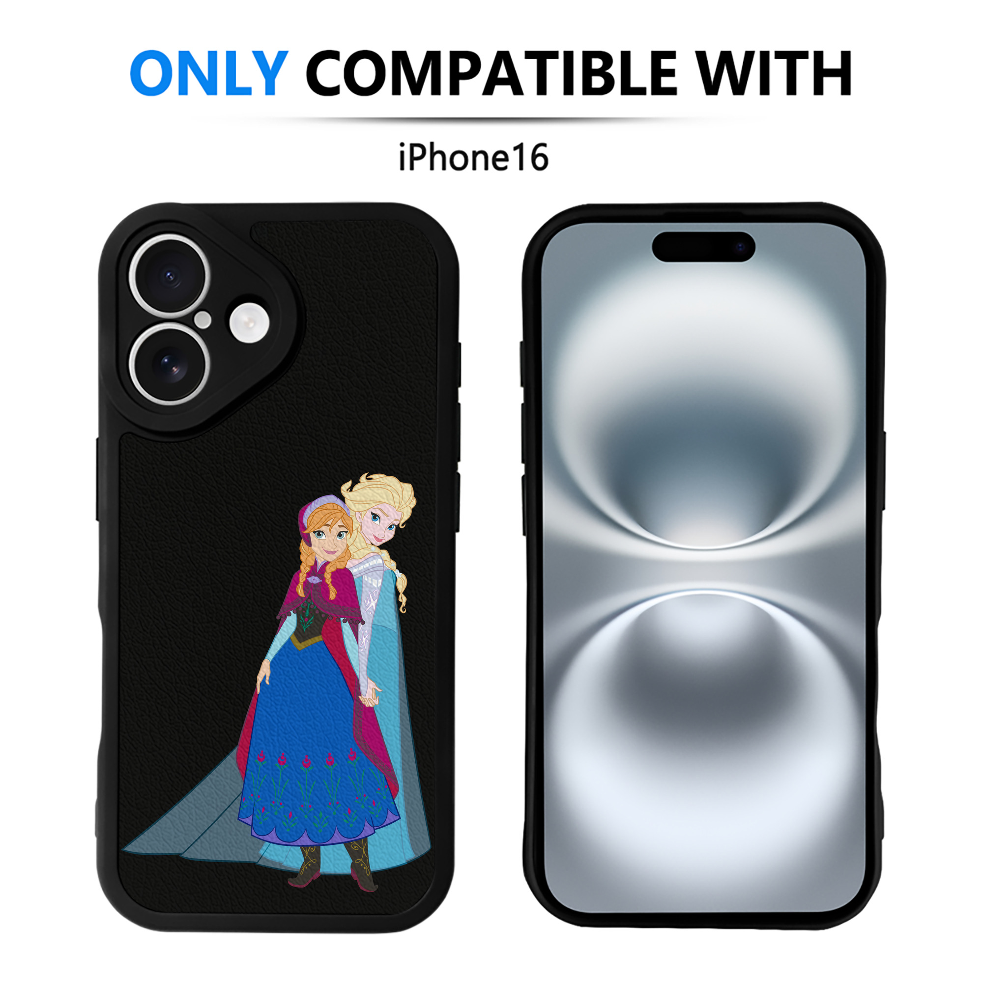 （画像用） アナと雪の女王 アンナ エルサ Frozen Anna Elsa 【iPhone 16シリーズ対応】シリコンスマホケース（レザー調） 材質：シリコン